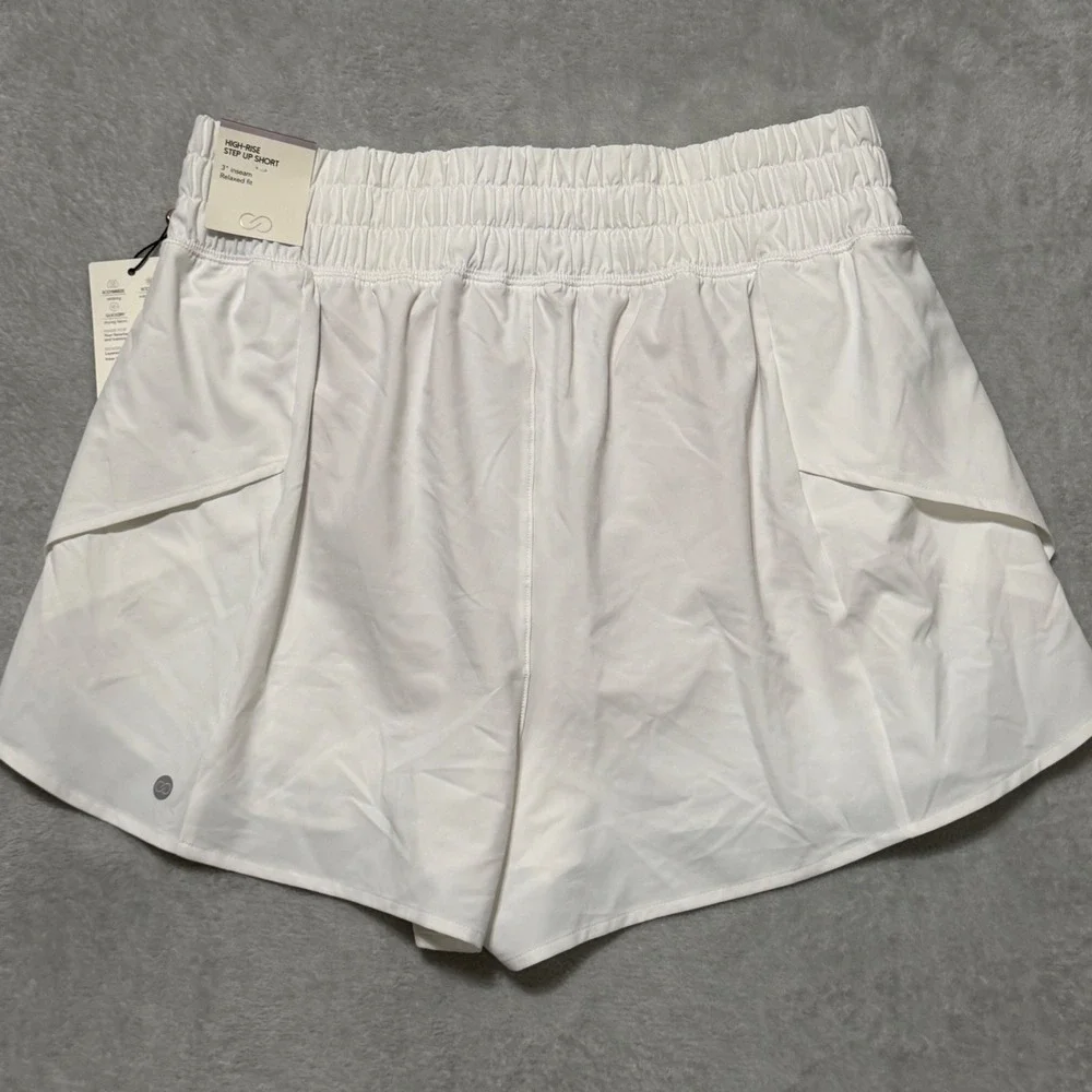 CALIA Step Up Short Womens Medium Pure White High-Rise Athletic Running Shorts - Picture 3 of 10